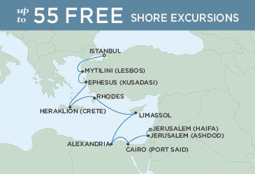 Cruises Around The World Regent Seven Seas Explorer Map October 22 November 2 2028 - 11 Days ISTANBUL TO JERUSALEM (HAIFA)
