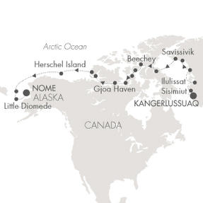 Cruises Around The World L Austral August 16 September 7 2028 Kangerlussuaq, Greenland to Nome, AK, United States