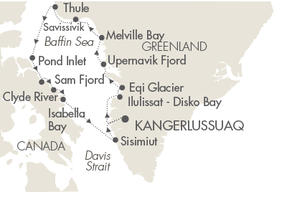 Cruises Around The World Le Boreal August 26 September 8 2028 Kangerlussuaq, Greenland to Kangerlussuaq, Greenland