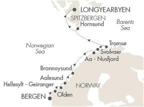 Cruises Around The World Le Boreal July 8-20 2028 Bergen, Norway to Longyearbyen, Svalbard And Jan Mayen