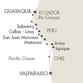 Cruises Around The World Le Boreal March 11-23 2028 Valparaíso, Chile to Guayaquil, Ecuador
