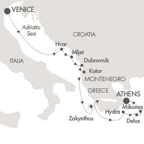 Cruises Around The World Le Lyrial July 12-19 2028 Venice, Italy to Piraeus, Greece