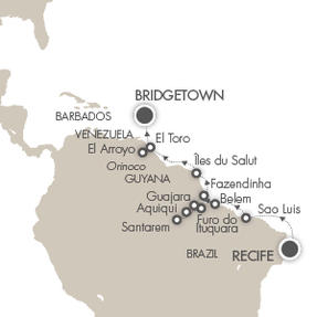 Cruises Around The World Le Lyrial March 16 April 2 2028 Recife, Brazil to Bridgetown, Barbados