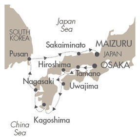 Cruises Around The World Le Soleal April 22-30 2028 Osaka, Japan to Maizuru, Japan