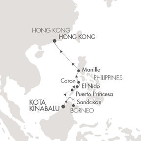 Cruises Around The World Le Soleal March 15-25 2028 Kota Kinabalu, Malaysia to Hong Kong, Hong Kong