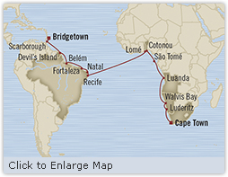 Cruises Around The World Oceania Insignia January 14 February 9 2028 Bridgetown, Barbados to Cape Town, South Africa