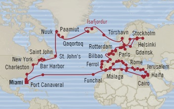Cruises Around The World Oceania Insignia July 1 September 29 2028 Miami, FL, United States to Miami, FL, United States