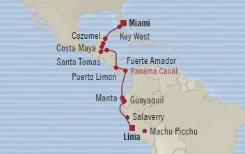 Cruises Around The World Oceania Insignia September 26 October 17 2028 Miami, FL, United States to Callao, Peru