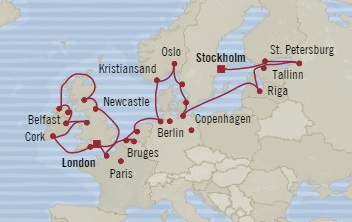 Cruises Around The World Oceania Marina August 4 September 3 2028 Southampton, United Kingdom to Stockholm, Sweden