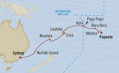 Cruises Around The World Oceania Marina February 4-23 2028 Papeete, French Polynesia to Sydney, Australia