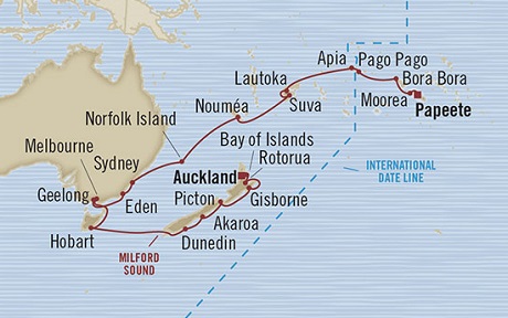 Cruises Around The World Oceania Marina February 4 March 9 2028 Papeete, French Polynesia to Auckland, New Zealand