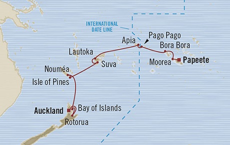 Cruises Around The World Oceania Marina March 9-25 2028 Auckland, New Zealand to Papeete, French Polynesia