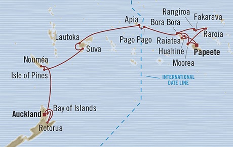Cruises Around The World Oceania Marina March 9 April 4 2028 Auckland, New Zealand to Papeete, French Polynesia