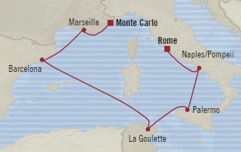 Cruises Around The World Oceania Marina October 15-22 2028 Civitavecchia, Italy to Monte Carlo, Monaco