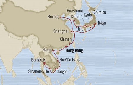 Cruises Around The World Oceania Nautica February 13 March 24 2028 Laem Chabang, Thailand to Hong Kong, Hong Kong