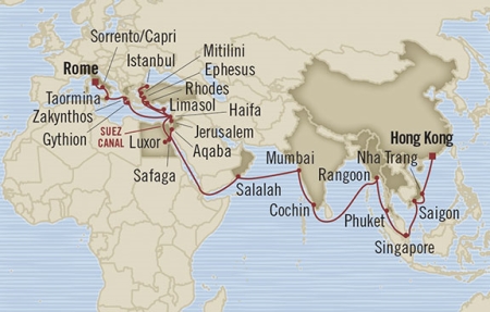 Cruises Around The World Oceania Nautica March 24 May 10 2028 Hong Kong, Hong Kong to Civitavecchia, Italy