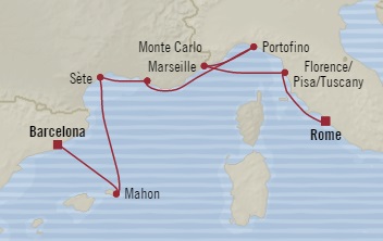 Cruises Around The World Oceania Nautica October 15-22 2028 Barcelona, Spain to Civitavecchia, Italy
