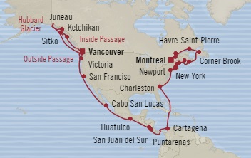 Cruises Around The World Oceania Regatta August 21 September 30 2028 Vancouver, Canada to Montreal, Canada