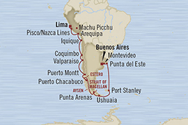 Cruises Around The World Oceania Regatta February 7-28 2028 Callao, Peru to Buenos Aires, Argentina