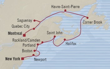 Cruises Around The World Oceania Regatta September 18-30 2028 New York, NY, United States to Montreal, Canada