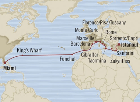 Cruises Around The World Oceania Riviera April 11 May 5 2028 Miami, FL, United States to Istanbul, Turkey