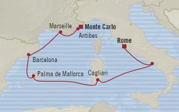 Cruises Around The World Oceania Riviera June 19-26 2028 Civitavecchia, Italy to Monte Carlo, Monaco