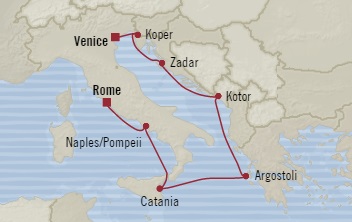 Cruises Around The World Oceania Riviera November 2-9 2028 Civitavecchia, Italy to Venice, Italy