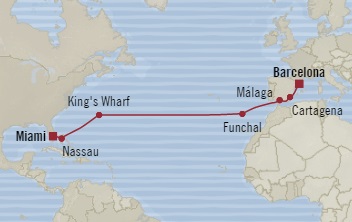 Cruises Around The World Oceania Riviera November 21 December 5 2028 Barcelona, Spain to Miami, FL, United States