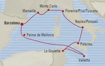 Cruises Around The World Oceania Riviera October 16-26 2028 Barcelona, Spain to Barcelona, Spain