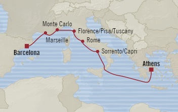 Cruises Around The World Oceania Riviera October 9-16 2028 Piraeus, Greece to Barcelona, Spain