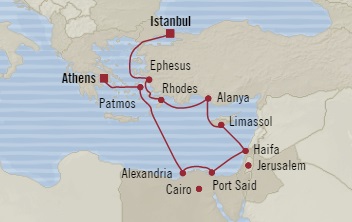Cruises Around The World Oceania Sirena June 13-25 2028 Piraeus, Greece to Istanbul, Turkey