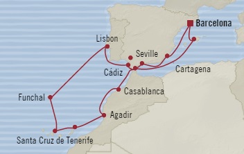 Cruises Around The World Oceania Sirena September 20 October 4 2028 Barcelona, Spain to Barcelona, Spain