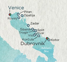 Cruises Around The World Crystal Endeavor Cruise Map Detail >Dubrovnik, Croatia to Dubrovnik, Croatia June 26 July 10 2028 - 14 Days