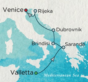 Cruises Around The World Crystal World Cruises Serenity 2026 August 13-20 Valletta, Malta to Venice, Italy
