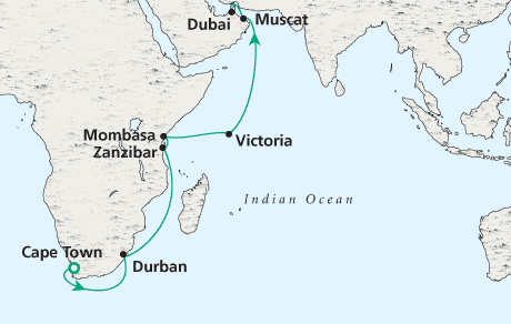 Cruises Around The World Cape Town to Dubai