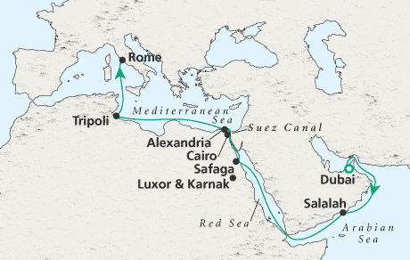 Cruises Around The World Dubai to Rome