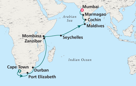 Cruises Around The World Crystal World Cruises Serenity 2026 Cape town to Mumbai