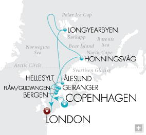 Cruises Around The World Into the Midnight Sun Map