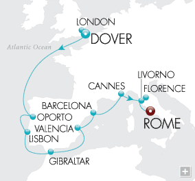 Cruises Around The World Cathedrals & Castles Map