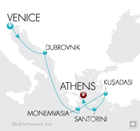Cruises Around The World Eastern Mediterranean Icons Map Legendary canals, ancient stone walls, spectacular ruins and mesmerizing sunsets...all wrapped in seas of iconic wonder.