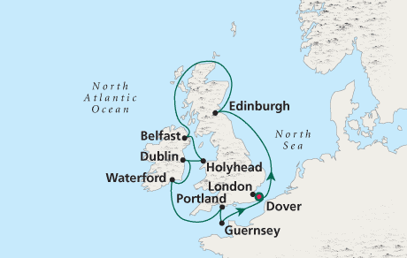Cruises Around the World Map Round-trip London - Voyage 0220