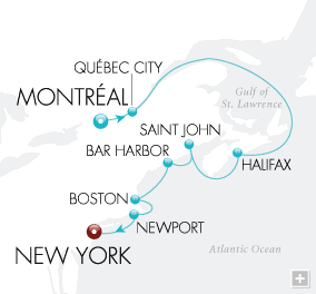 Cruises Around The World Autumn in the Maritimes Map