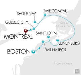 Cruises Around The World Autumn Grandeur Map From Boston's Freedom Trail to the Parisian-inspired avenues of Montréal, discover North America's rich history and Old World charms.