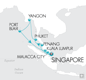 Cruises Around The World Treasures of Southeast Asia Map Round-trip Singapore - Voyage V4206