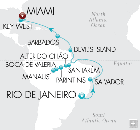 Cruises Around The World Rio de Janeiro to Miami Map