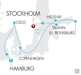 Cruises Around The World Baltic Dreams Map Hamburg to Stockholm - Voyage V2214