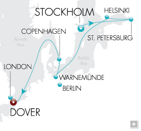 Cruises Around The World Royal Explorer Map Stockholm to London - Voyage V2219