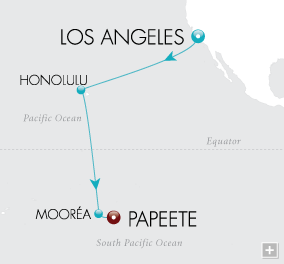 Cruises Around The World Grand Pacific Interlude Map Los Angeles to Papeete - Voyage V2229