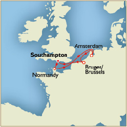 Cruises Around The World Map - Southampton to Southampton