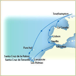 Cruises Around The World Map Queen Victoria Cunard December January 2027/2012